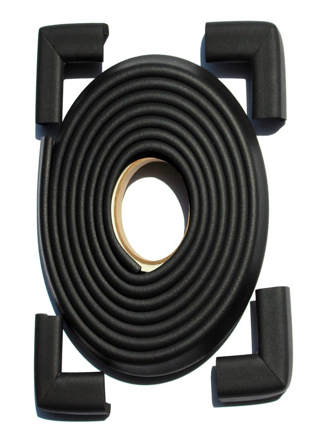 Cardinal Gates EC12CC4 Corner & Edge Cushions for Baby Proofing - Corner Protectors with Edge Protectors - 12 Foot Roll of Padding & Four 3" x 1.5" Corners - Made in The USA - Black - Image 1