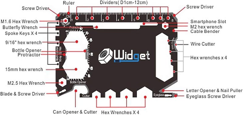 W4W , Multi purpose survival Pocket tool - 43 in 1 - credit card wallet size Ninja Multitool (Silver) - Image 3