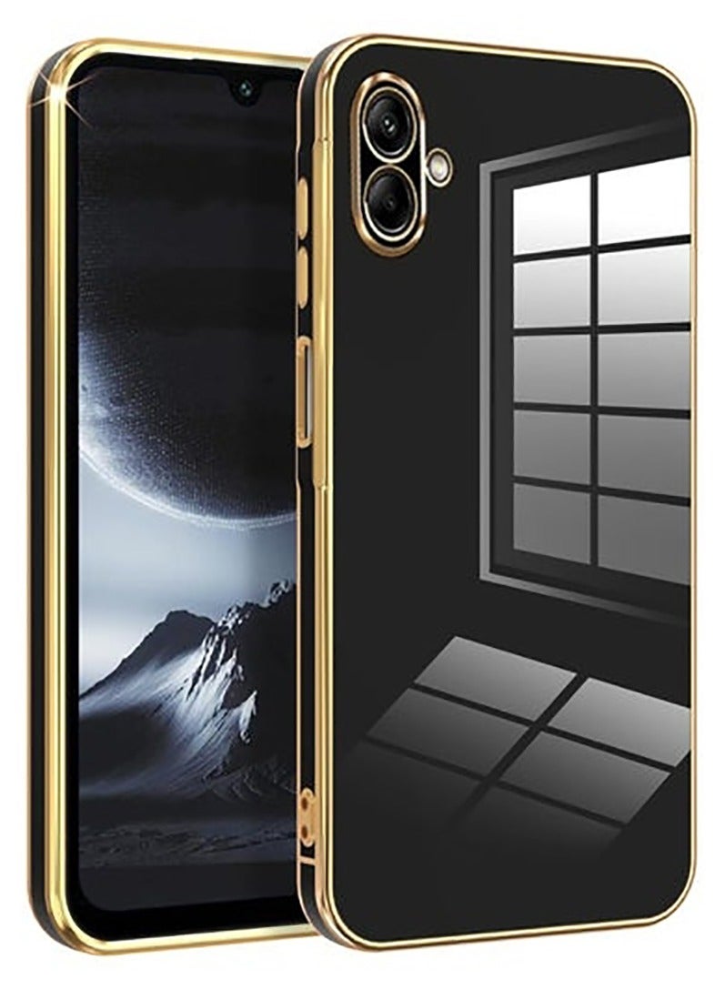 QIRG غطاء متوافق مع سامسونج جالاكسي A07، طلاء كروم ذهبي ناعم، رقيق وناعم مقاوم للصدمات حماية كاملة لجهاز سامسونج جالاكسي A07 (أسود) - Image 1