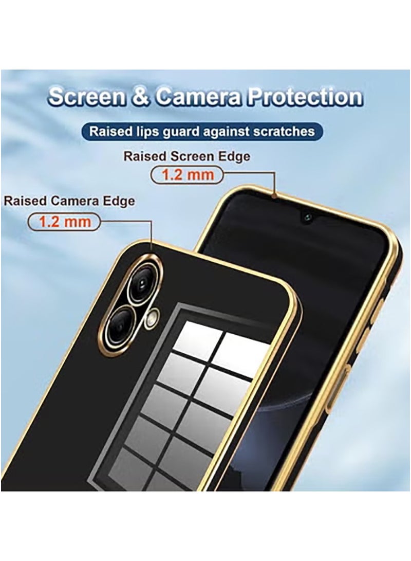 QIRG غطاء متوافق مع سامسونج جالاكسي A07، طلاء كروم ذهبي ناعم، رقيق وناعم مقاوم للصدمات حماية كاملة لجهاز سامسونج جالاكسي A07 (أسود) - Image 2