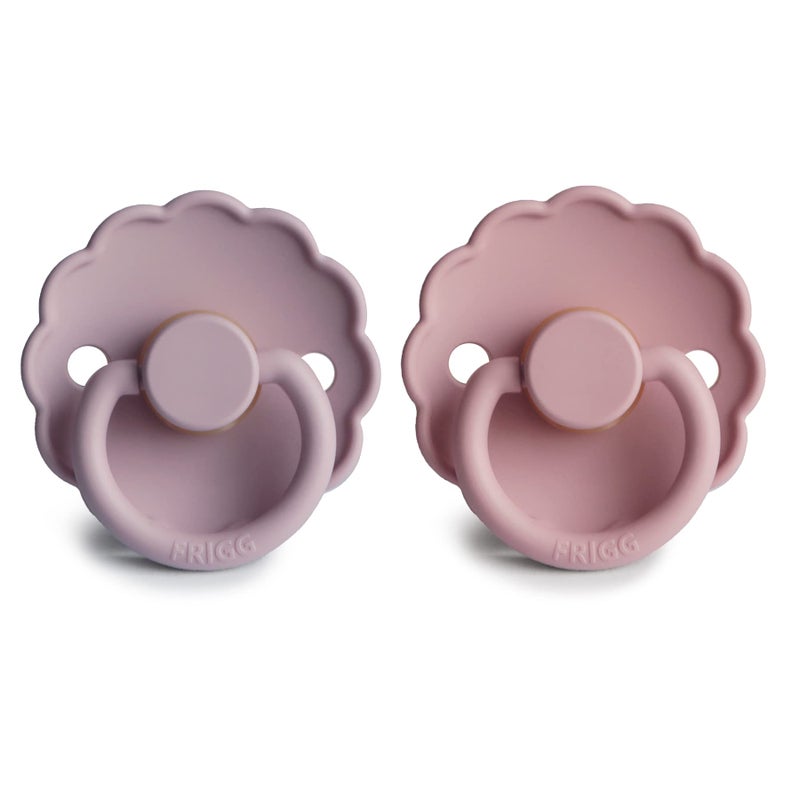 FRIGG Daisy Natural Rubber Baby Pacifier | Made in Denmark | BPA-Free (Baby Pink/Soft Lilac, 0-6 Months) 2-Pack - Image 2