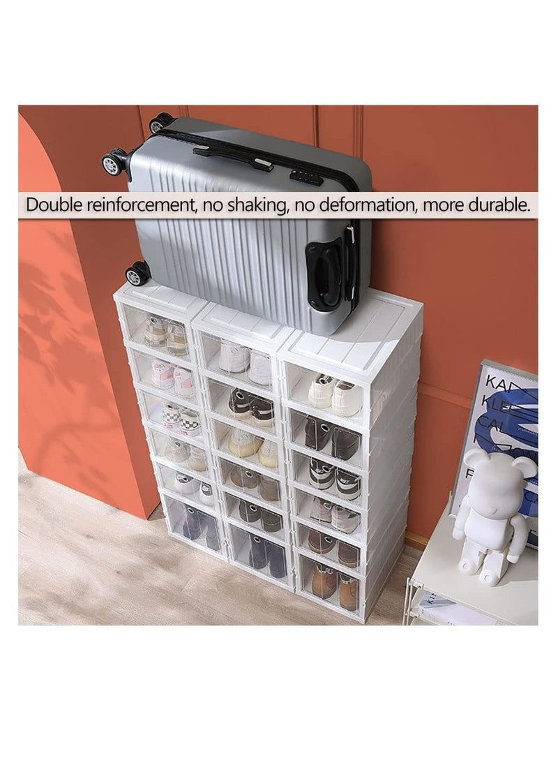 Plastic Shoe Box Stackable Shoe Organizer Foldable Shoe Storage Box Installation-free with Clear Door (3Layer x 1)