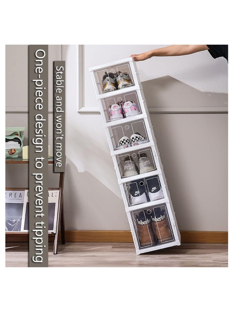 Plastic Shoe Box Stackable Shoe Organizer Foldable Shoe Storage Box Installation-free with Clear Door (3Layer x 1)