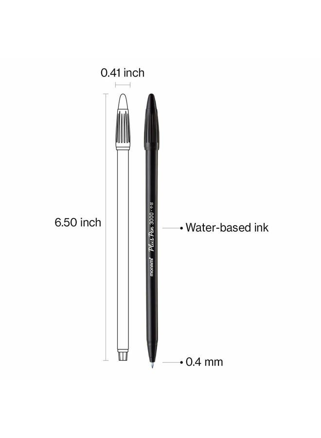 Monami Plus 3000 Office Sign Pen Felt Tip Water Based Ink Color Pen Complete Black Dozen Box - Image 2