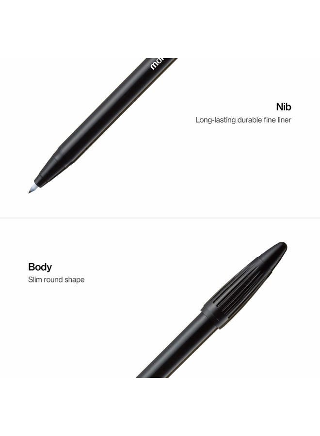 Monami Plus 3000 Office Sign Pen Felt Tip Water Based Ink Color Pen Complete Black Dozen Box - Image 3