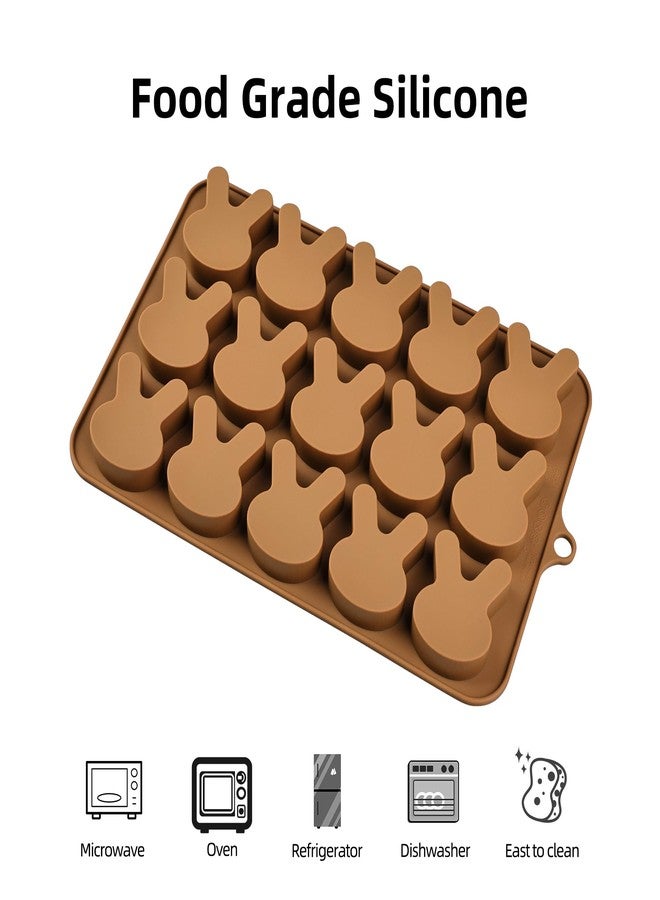 EDUEE Easter Bunny Molds 2pcs Silicone Chocolate Mold Rabbit Shape Easter Candy Mold 15 Cavity for Resin Soap Ice Cube Gummy Cupcake Decoration - Image 5