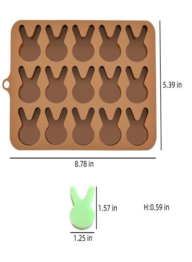 EDUEE Easter Bunny Molds 2pcs Silicone Chocolate Mold Rabbit Shape Easter Candy Mold 15 Cavity for Resin Soap Ice Cube Gummy Cupcake Decoration - Image 2