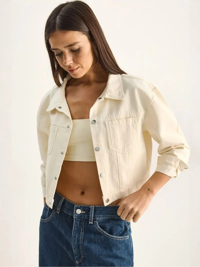 بيانكو لوتشي LUCCI Women's Cropped Denim Jacket