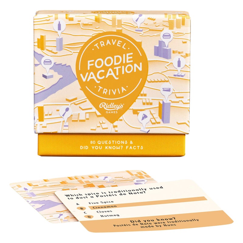 Ridley's Ridleys Foodie Vacation Trivia Card Game Trivia Game for Adults and Kids 2 Players Includes 80 Questions and Bonus Facts Fun Quiz Cards Makes a Great Gift - Image 3