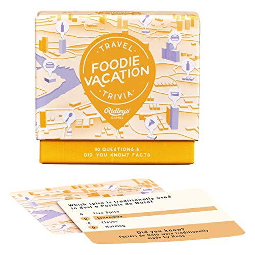 Ridley's Ridleys Foodie Vacation Trivia Card Game Trivia Game for Adults and Kids 2 Players Includes 80 Questions and Bonus Facts Fun Quiz Cards Makes a Great Gift - Image 1