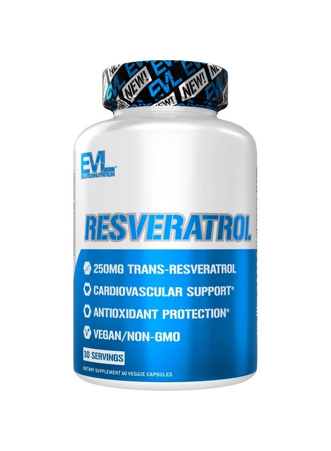 Evlution Anti Aging Trans Resveratrol Supplement Nutrition Super Antioxidant Supplement with 250mg Trans-Resveratrol from Resveratrol 500mg Japanese Knotweed Extract for Immune and Heart Health - Image 1
