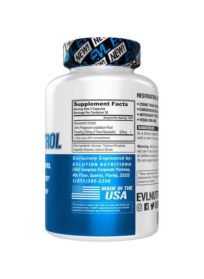 Evlution Anti Aging Trans Resveratrol Supplement Nutrition Super Antioxidant Supplement with 250mg Trans-Resveratrol from Resveratrol 500mg Japanese Knotweed Extract for Immune and Heart Health - Image 2