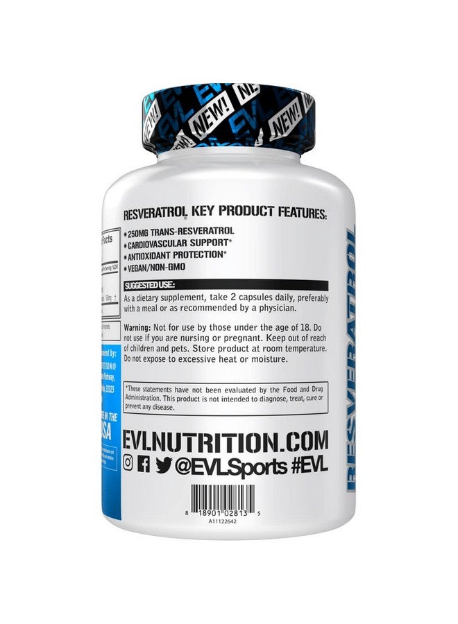 Evlution Anti Aging Trans Resveratrol Supplement Nutrition Super Antioxidant Supplement with 250mg Trans-Resveratrol from Resveratrol 500mg Japanese Knotweed Extract for Immune and Heart Health - Image 3