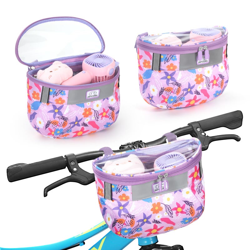 Jaffzora Kids Bicycle Basket, Front Frame Handlebar Bag for Toddler Scooter Tricycle Bike, Fabric Bicycle Basket for Boys & Girls - Image 1