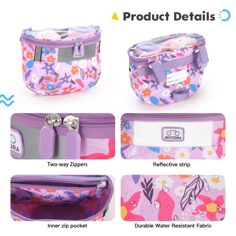 Jaffzora Kids Bicycle Basket, Front Frame Handlebar Bag for Toddler Scooter Tricycle Bike, Fabric Bicycle Basket for Boys & Girls - Image 3