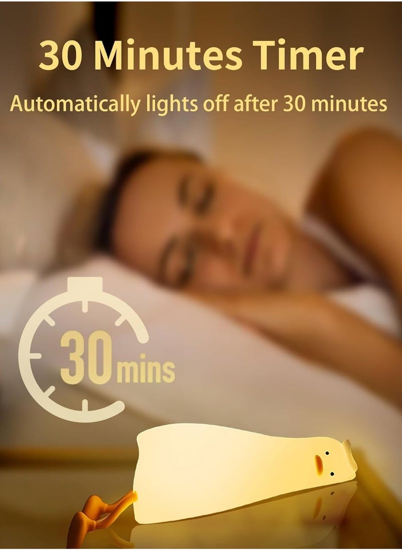 JAJEEK Lying Flat Duck Night Light, Cute Silicone Duck Lamp, LED Nursery Nightlight, Dimmable Bedside Touch Lamp, Rechargeable Light Up Duck for Breastfeeding, Toddler & Kids Room Decor – Soft & Safe Night Light for Babies - Image 3