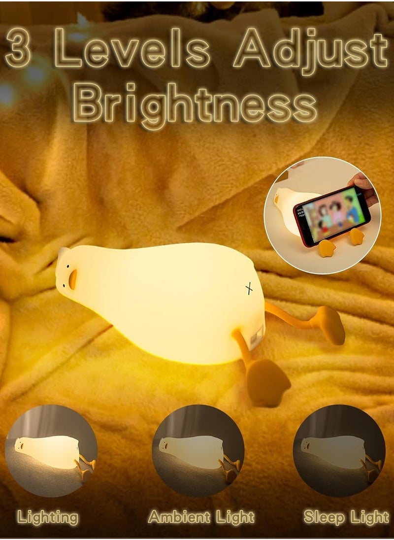 JAJEEK Lying Flat Duck Night Light, Cute Silicone Duck Lamp, LED Nursery Nightlight, Dimmable Bedside Touch Lamp, Rechargeable Light Up Duck for Breastfeeding, Toddler & Kids Room Decor – Soft & Safe Night Light for Babies - Image 4
