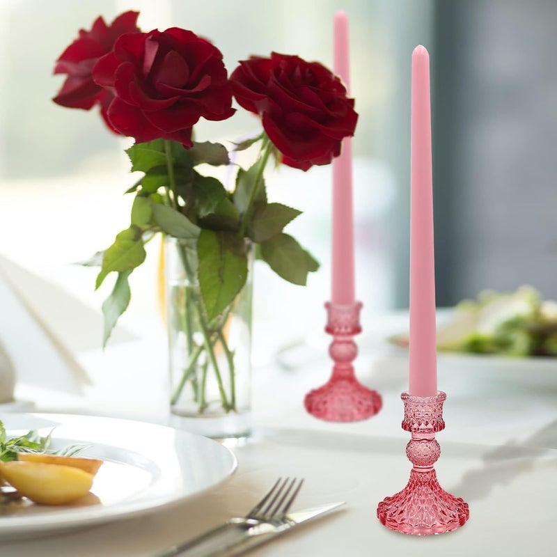SHOWIN All budget friendly options Glass Candlestick Holders Set of 6, Pink Crystal Taper Candle Holders for Table Centerpiece, Home Decorations, Valentine Day, Wedding and Party Storage & transit friendly - Image 5