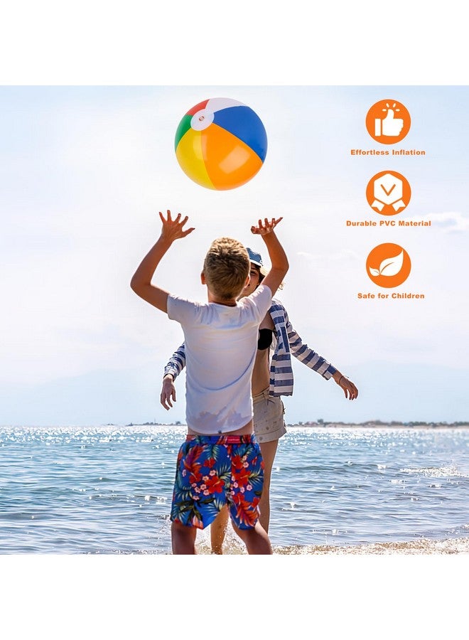 3 otters Small Beach Balls Bulk, 12'' Inflatable Swimming Pool Toys For Summer Water Games, Classic Rainbow Beach Balls For Kids Birthday Party Supplies Favors Luau Decorations - Image 4