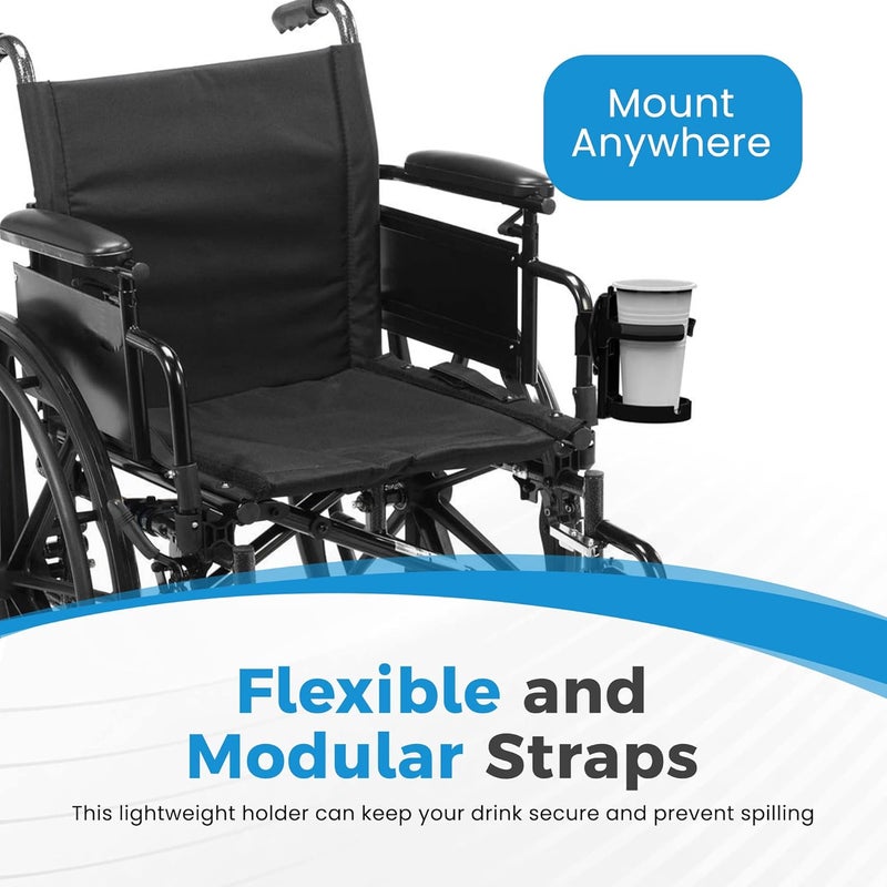 Easy To Use Products Mobility Cup Holder For Adults - Portable Drink Holder for Wheelchair - Compatible with Walker, Rollator, Transport Chair or Scooter - Easy to Install, Removable, Adjustable & Foldable Cup Carrier - Image 5