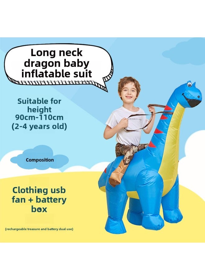 Kids Funny Costume Animal Mount Pants Long Neck Diplodocus Ride Dinosaur Inflatable Clothes Year Gift-Color:Long Neck Dragon—toddler - Image 1