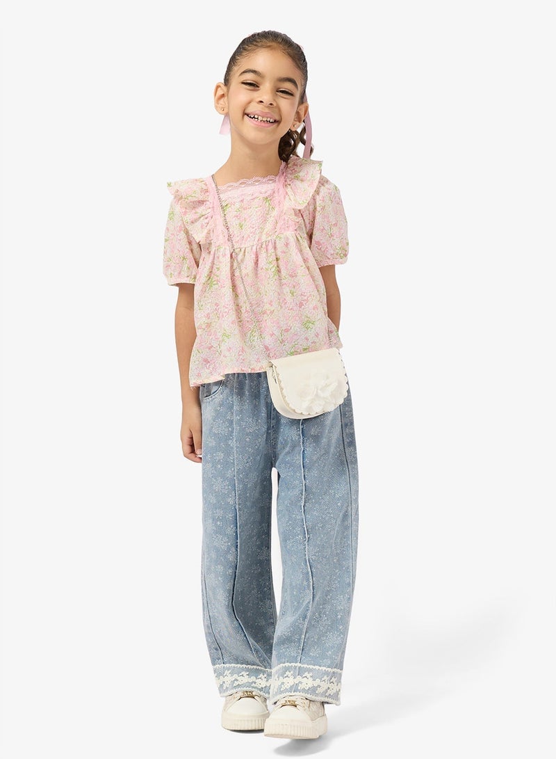 Pinata Floral Print Lace Top - Image 4