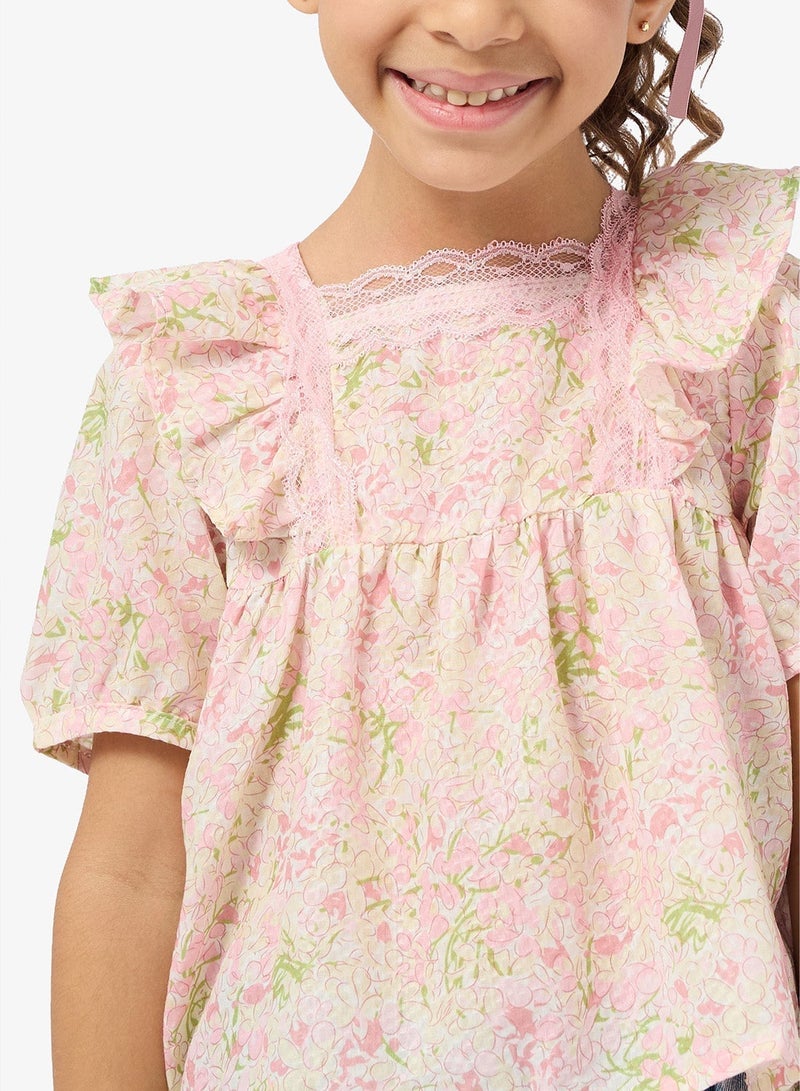 Pinata Floral Print Lace Top - Image 3