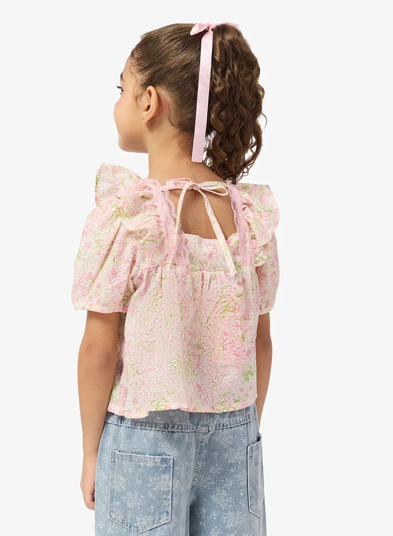 Pinata Floral Print Lace Top