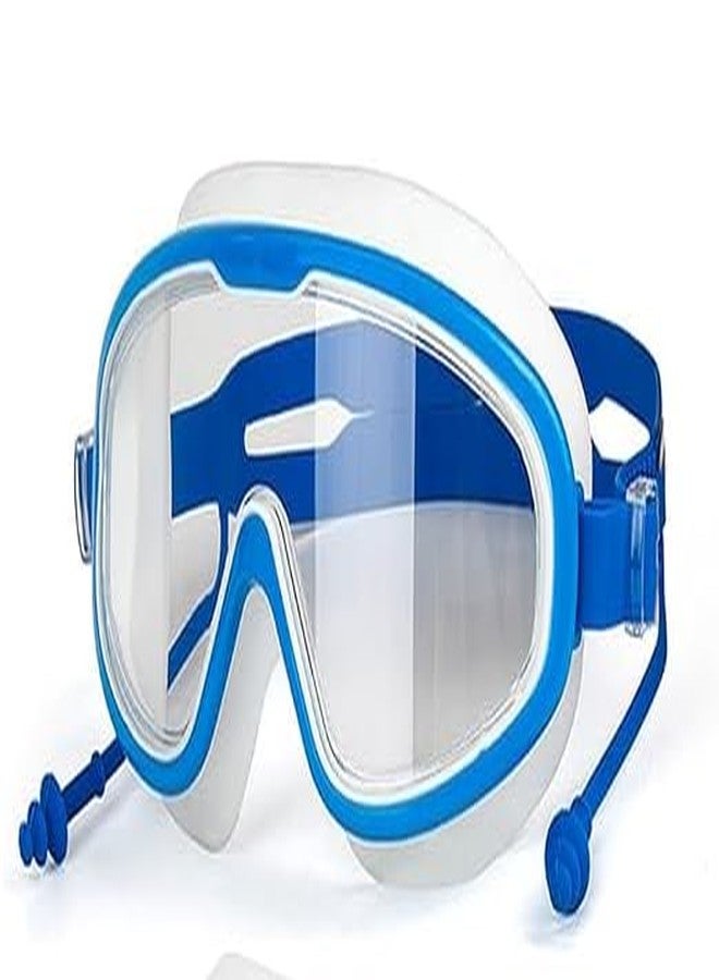 ASBK Swimming Goggles, Big Frame Leakproof Anti-Fog UV Protection, Wide Angle View, Integrated Ear Plugs, WITH 1 FREE SWIMMING CAP (ASK-01 BLUE) - Image 1