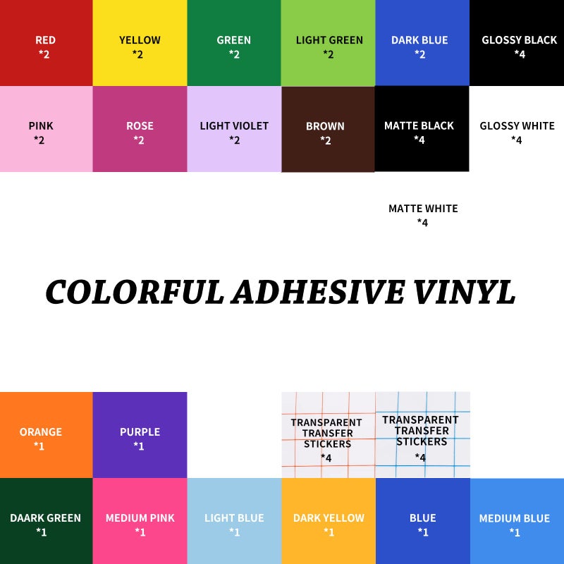 UCEC Smart Vinyl Removable Compatible with Cricut Joy, 52 Pack(5.5x12in) 22 Colors Self Adhesive Vinyl Sheets for Cutting Machine-Matless, Permanent Outdoor Vinyls for Craft DIY, Party Decoration - Image 5