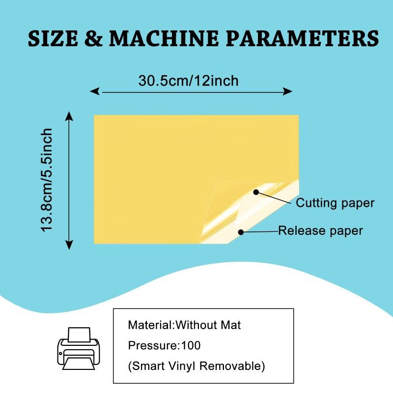 UCEC Smart Vinyl Removable Compatible with Cricut Joy, 52 Pack(5.5x12in) 22 Colors Self Adhesive Vinyl Sheets for Cutting Machine-Matless, Permanent Outdoor Vinyls for Craft DIY, Party Decoration - Image 3