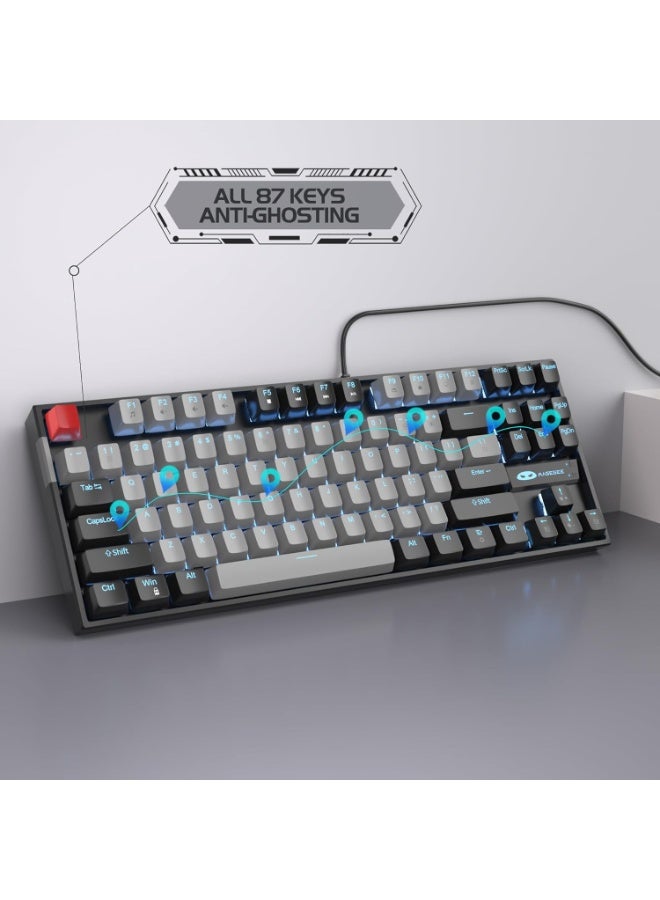 MageGee MageGee 75% Mechanical Gaming Keyboard, Red Switch, LED Blue Backlit, 87 Keys Compact TKL Wired Computer Keyboards for Windows Laptop PC Gamer - Black/Grey  - Image 5