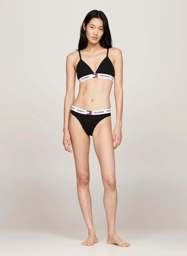 تومي هيلفيغر Logo Band Plunge Neck Bra