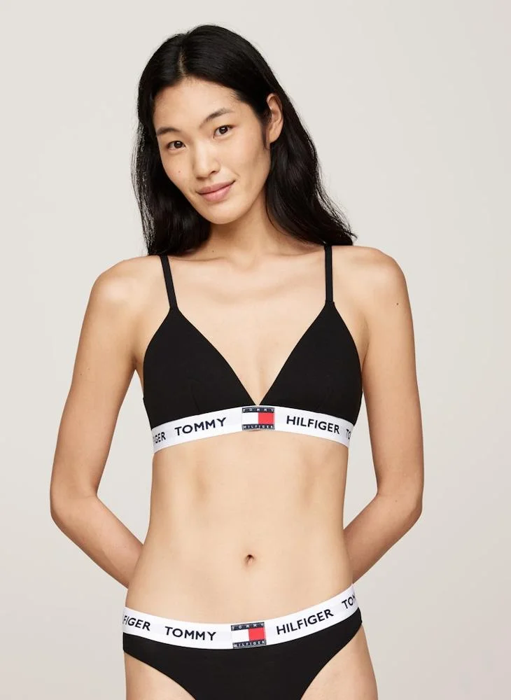 تومي هيلفيغر Logo Band Plunge Neck Bra