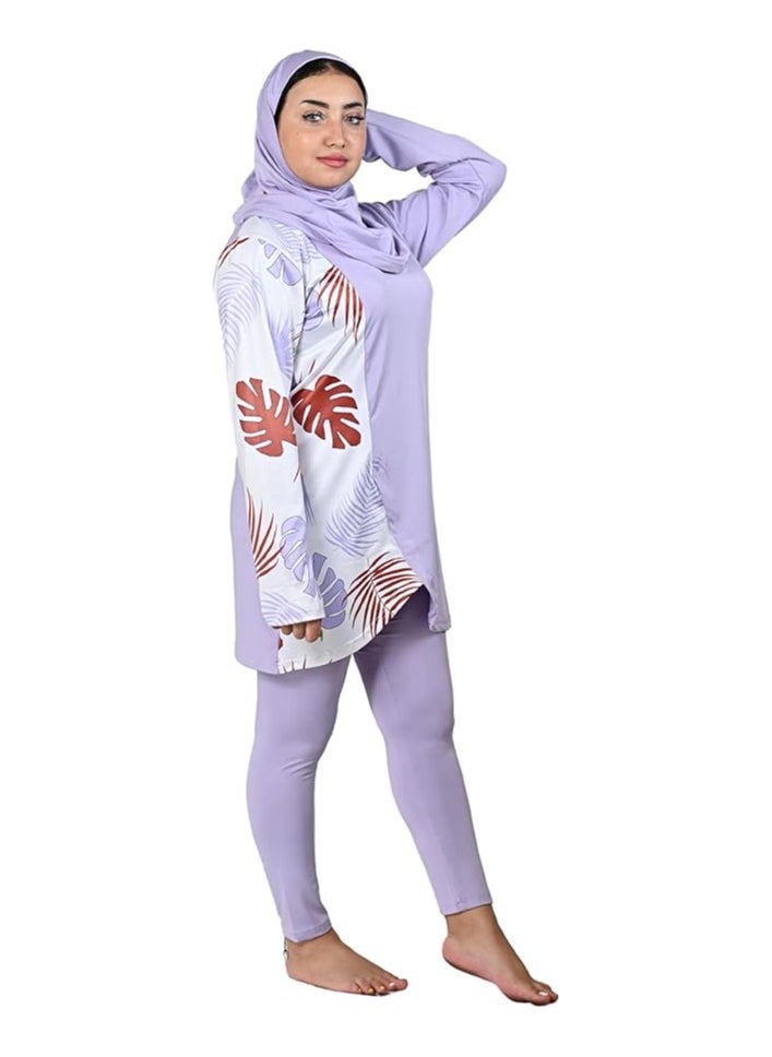 Burkini Swimsuits for Women. Modest Muslim Swimsuit Islamic. Long Sleeve Burkini with Full Cover Hijab and long Pants. Bathing Suit with Tropical leaves print. - pzsku/Z9F9033AD3B633707E24CZ/45/_/1709406201/fba323fc-5e4c-442b-8b74-1e00534fcdc3