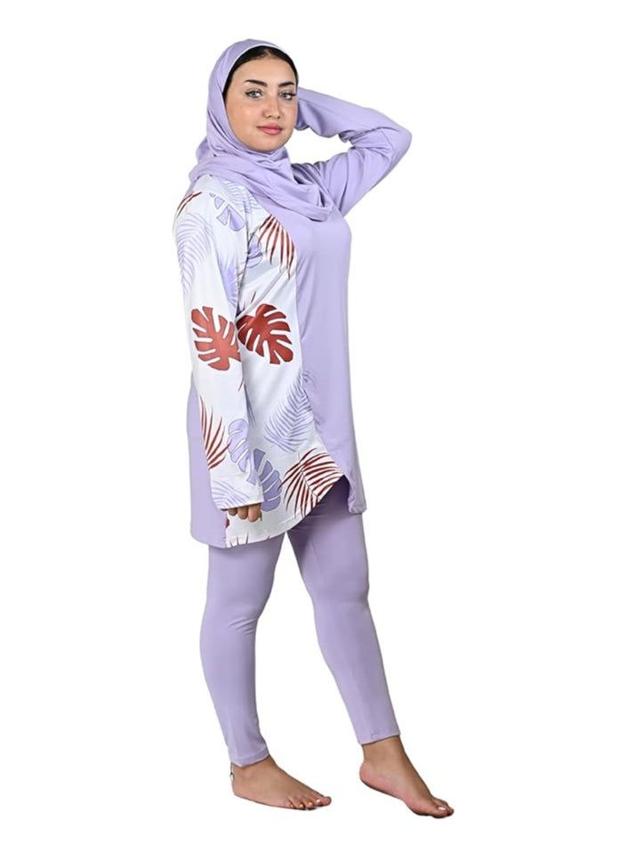 Burkini Swimsuits for Women. Modest Muslim Swimsuit Islamic. Long Sleeve Burkini with Full Cover Hijab and long Pants. Bathing Suit with Tropical leaves print. - pzsku/Z9F9033AD3B633707E24CZ/45/_/1709406314/f209545f-4af0-48a7-b9e3-b218d2a3289f