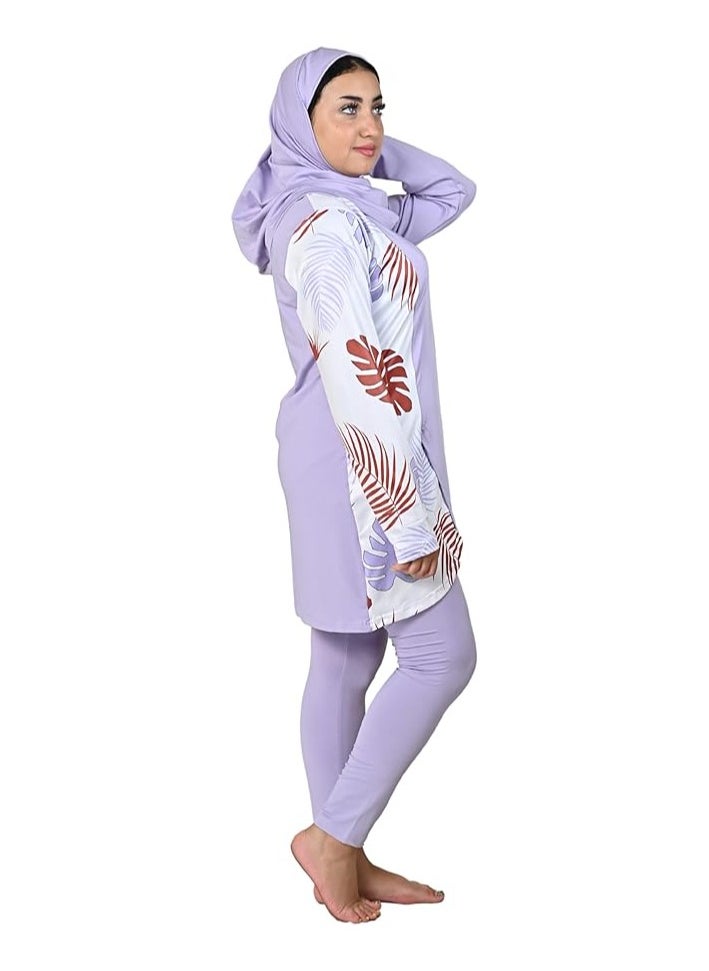 Burkini Swimsuits for Women. Modest Muslim Swimsuit Islamic. Long Sleeve Burkini with Full Cover Hijab and long Pants. Bathing Suit with Tropical leaves print. - pzsku/Z9F9033AD3B633707E24CZ/45/_/1709406437/b0f41bf0-77d9-4f4f-86ed-bbfebead16ce