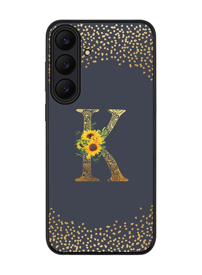 For Samsung Galaxy S25 FE Case,Slim fit Camera Protection, Shockproof Thin Phone cover  - Custom Floral Monogram - K  (Grey )