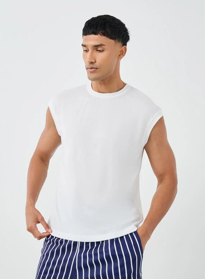 Styli Styli Solid Tank Top and Striped Shorts Set