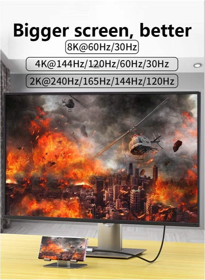 كابل محول من النوع C إلى DP بطول 1 متر (DP 1.4، 12 بت)، مع تقنية HDR الديناميكية، متوافق مع أجهزة التلفزيون، وسلسلة iPhone 15، وiPad 10/Pro/Air/Mini، وSamsung، وMacBook Pro، وDell XPS، وHuawei P60 Pro - Image 3