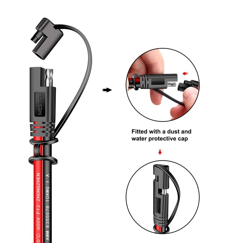 iMESTOU 10AWG SAE to O Ring Terminal Harness 2 Pin Quick Disconnect Plug - 5 Pack - Image 5