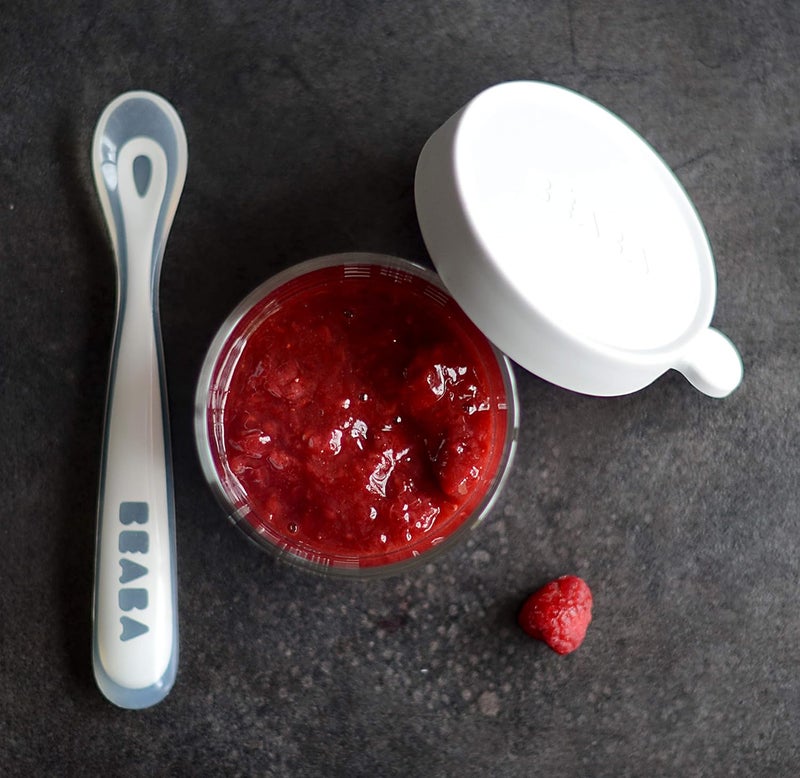 Baba BEABA Baby's First Foods Spoon Set with Travel Case, Original Soft Silicone Baby Spoons, Baby Essentials, Travel Set, Sage + Cloud - Image 5