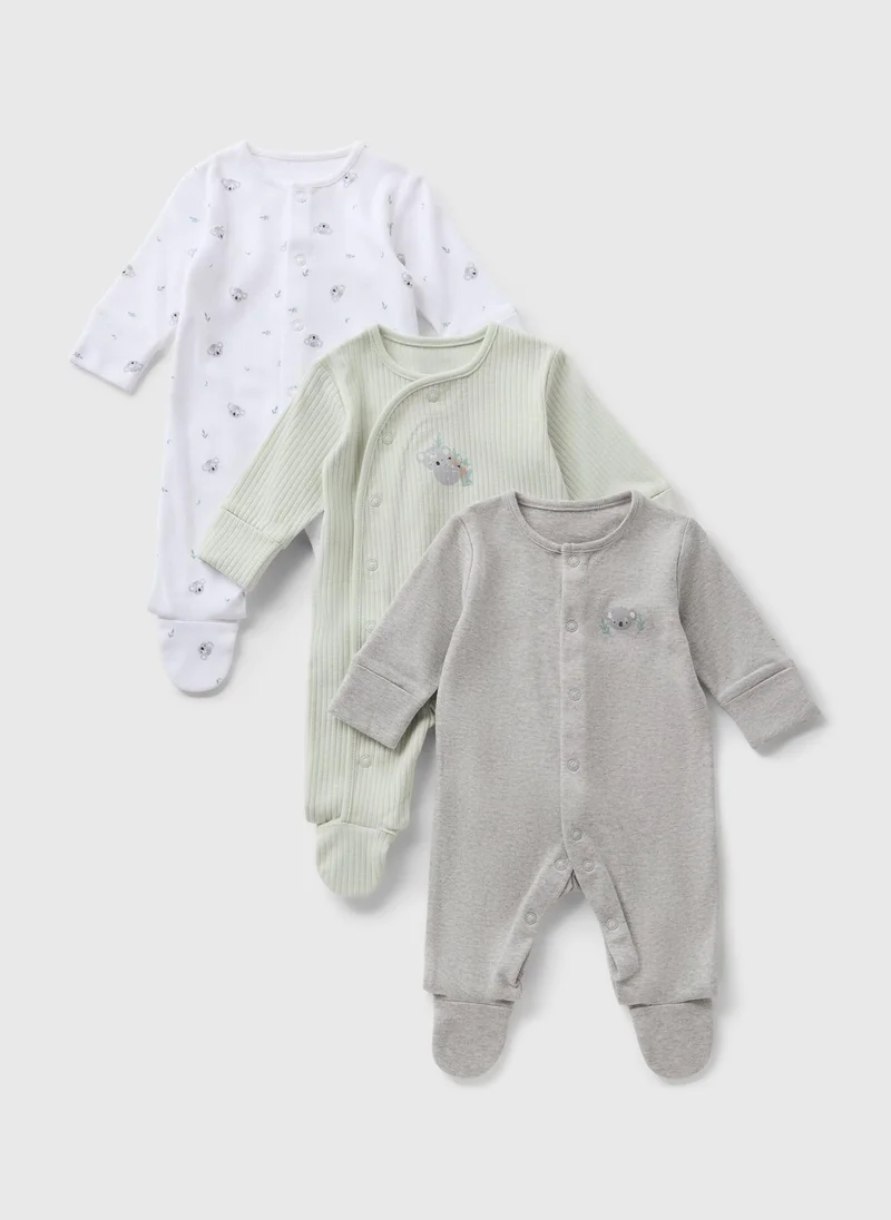 ماتلان 3 Pack Baby Grey Koala Sleepsuits