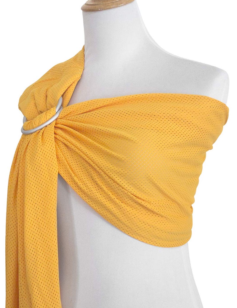 Vlokup Baby Water Ring Sling Carrier | Lightweight Breathable Mesh Baby Wrap for Infant, Newborn, Kids and Toddlers | Perfect for Summer, Swimming, Pool, Beach | Great for Dad Too Yellow - Image 4