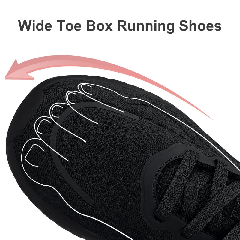 Puweco Breathable Mens Running Shoes Anti Slip Athletic Shoes for Men Lightweight Workout Sneakers for Walking Gym Fitness Jogging Sports All Black - Image 3