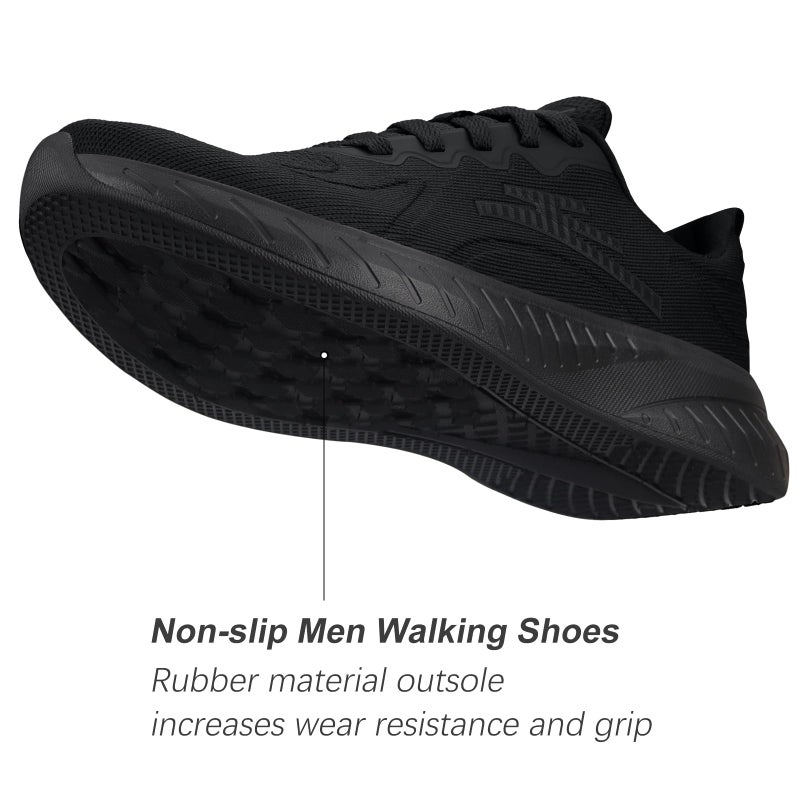Puweco Breathable Mens Running Shoes Anti Slip Athletic Shoes for Men Lightweight Workout Sneakers for Walking Gym Fitness Jogging Sports All Black - Image 5