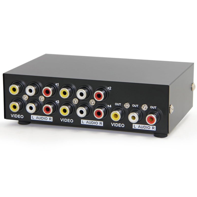 Panlong 4-Way AV Switch RCA Switcher 4 in 1 Out Composite Video L/R Stereo Audio Selector Box for DVD STB Game Consoles - Image 1