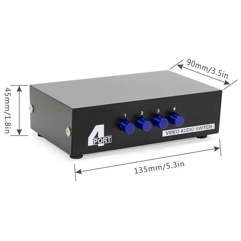 Panlong 4-Way AV Switch RCA Switcher 4 in 1 Out Composite Video L/R Stereo Audio Selector Box for DVD STB Game Consoles - Image 5