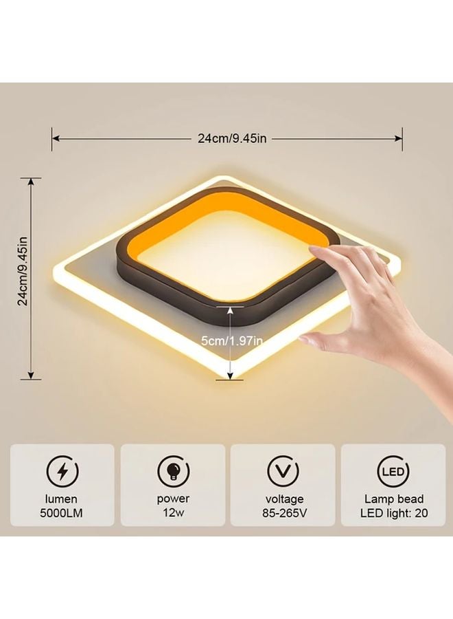 Double Layer Square LED Ceiling Light 3 Colors Adjustable Modern Indoor Outdoor - Image 3
