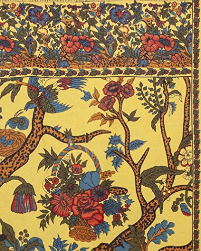 India Arts Tree of Life Tab Top Curtain-Drape-Door Panel-Mustard - Image 4
